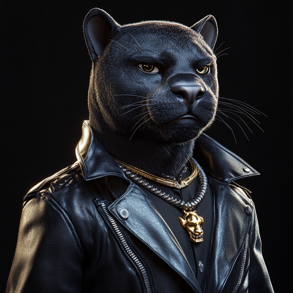 Leather-Clad Panther Portrait