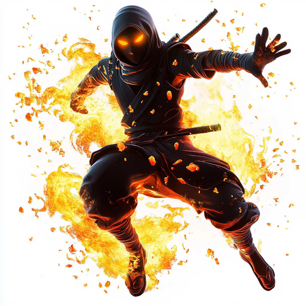 Fiery Ninja Action Art