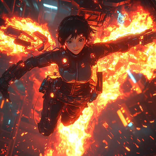 **Futuristic Flame Warrior**
