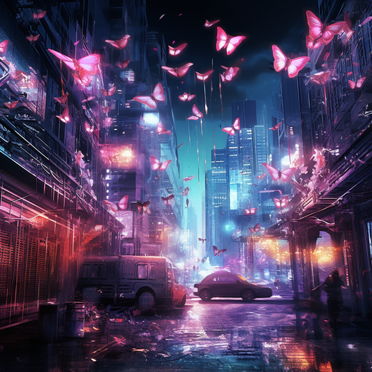 **Neon Butterfly Dreamscape**