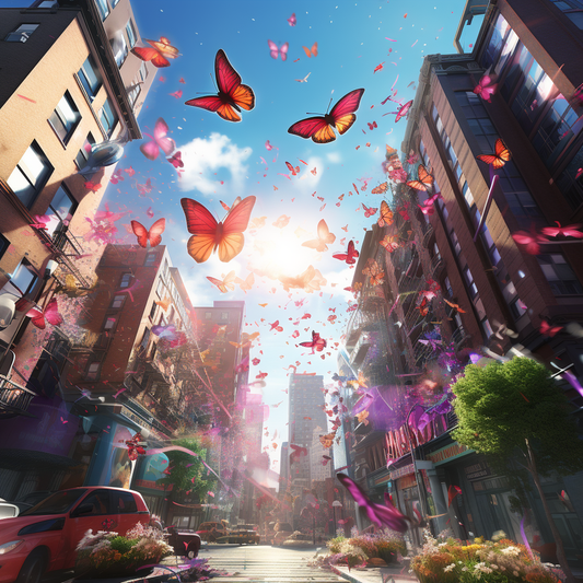 **Butterfly Bliss Cityscape**
